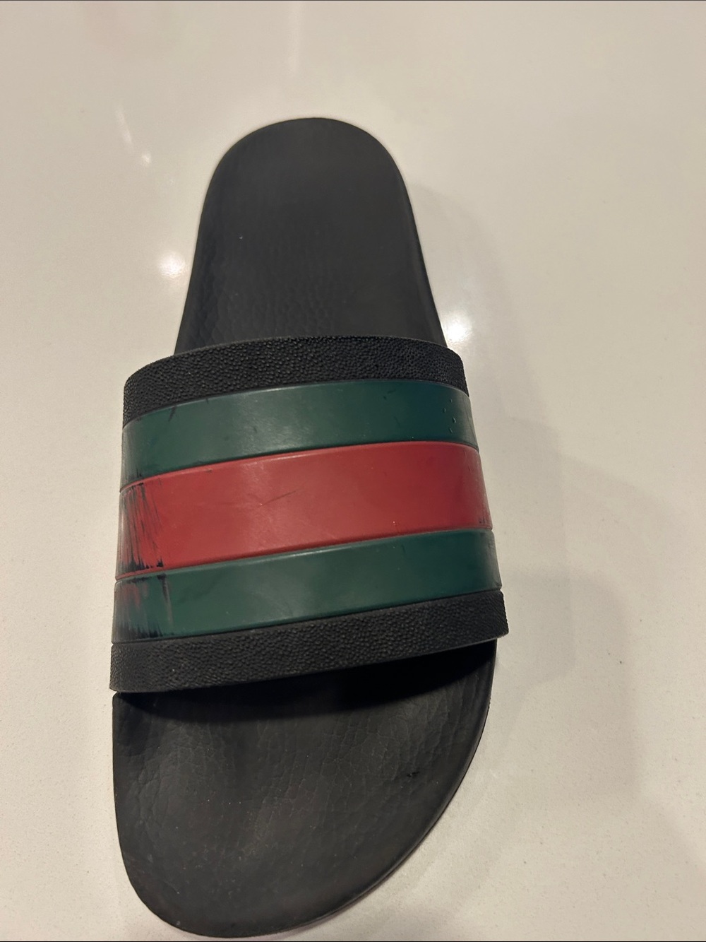 Gucci Black Slides with Red and Green Stripe Detail - Picture 6 of 7